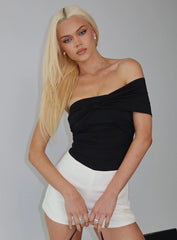 The Real Thing One Shoulder Bodysuit Black