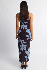 Brown Floral Bodycon Dress Maxi Mesh Â