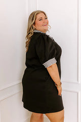 Yacht Club Livin' Mini Dress in Black Curves