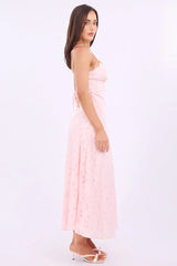 Pink Maxi Dress Jacquard Lace