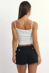 Grey Pointelle Cami Top