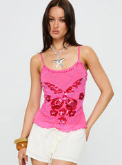 Start Of Summer Sequin Top Pink