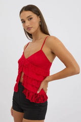 Red Singlet Top Lace