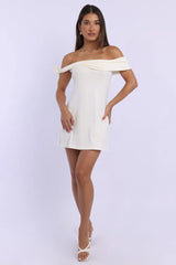 Yellow Off the Shoulder Mini Dress