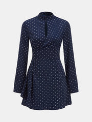 Keyhole Neckline Polka Dot Mini Dress