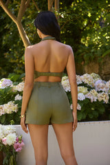 Arizona Halter Playsuit Khaki
