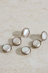 18K Gold Plated Precious Pearls Earrings Silver