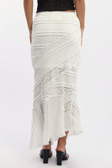 White Scarf Hem Lace Maxi