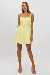 Yellow Fit And Flare Dress Poplin Mini