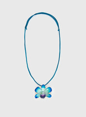 Wildrose Flower Pendant Necklace Blue