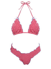 Kathrine Triangle Bikini Top Red Gingham