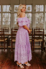 Cue The Charm Eyelet Midi Dress