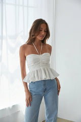Fara Peplum Halter Top