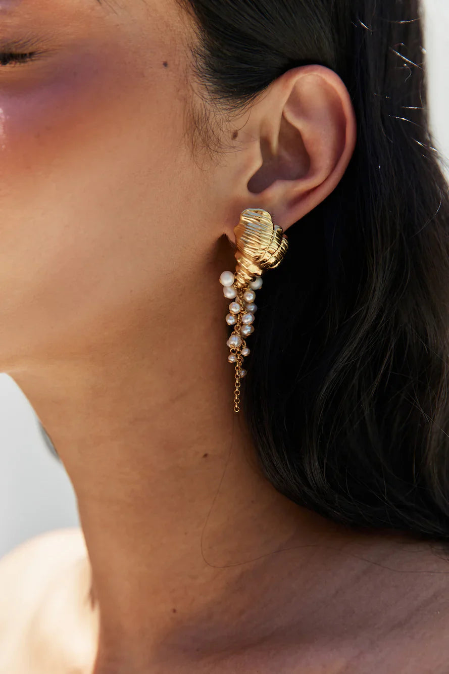 18K Gold Plated Hearing Waves Earrings Gold
