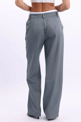 Grey Tailored Pants Boxer Wide Leg