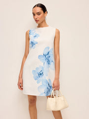 Floral Tye-Dye-Print Zipper Dress