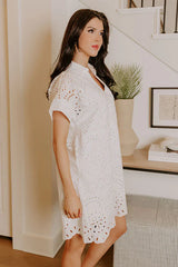 Smiles And Sorbet Eyelet Mini Dress in White