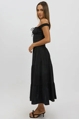 Black Maxi Dress Drop Waist
