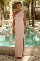 Gia Asymmetrical One Shoulder Satin Maxi Dress