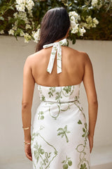 Over The Hedges Halter Crop Top Green