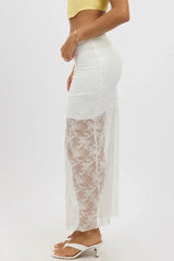 White Lace Maxi Skirt Lined
