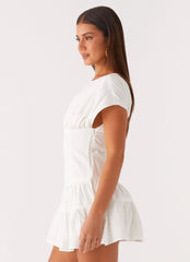 Ember Haze Boat Neck Mini Dress - Off White