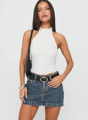 Nickei Denim Mini Skirt Washed Blue