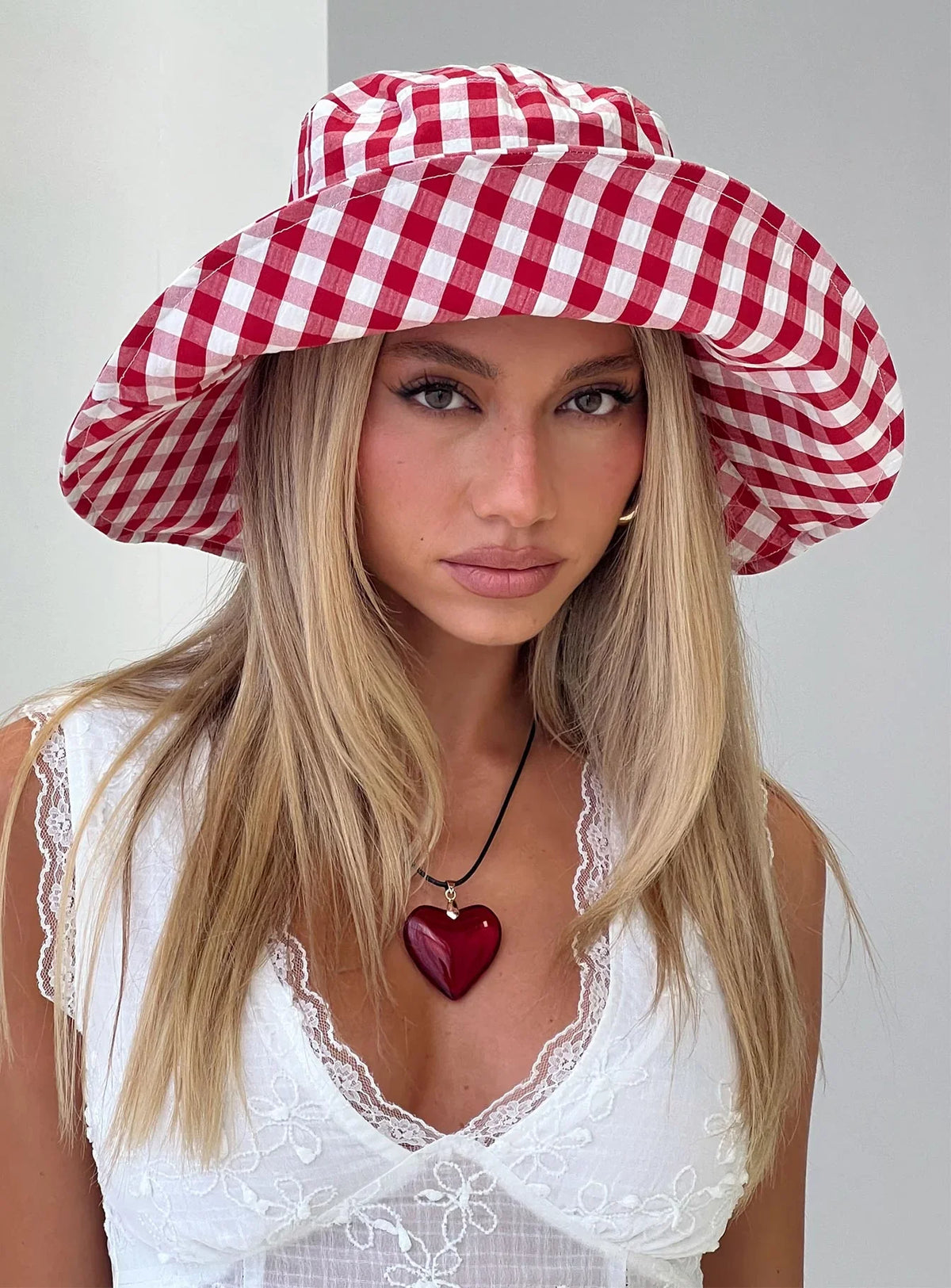 Leina Hat Red Gingham
