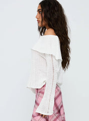So Gone Off Shoulder Knit Sweater White