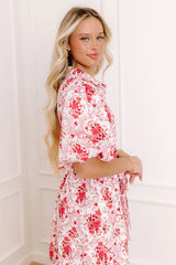 Love-Struck Floral Midi Dress in Blush