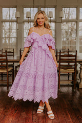 Cue The Charm Eyelet Midi Dress