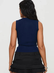 Suzu Sleeveless Knit Top Navy
