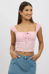 Pink Eyelet Top Sleeveless