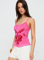Start Of Summer Sequin Top Pink