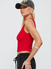 Bleeker High Neck Top Red