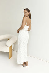 Island Calm Embroidered Maxi Skirt White
