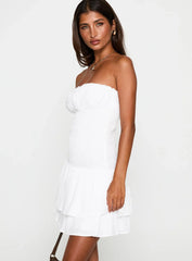 Delfie Strapless Mini Dress White