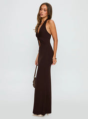 No Hard Feelings Twist Maxi Dress Brown