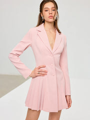 Pleated Fitted Blazer Dress