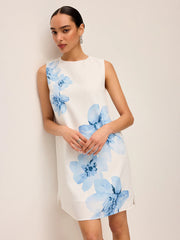 Floral Tye-Dye-Print Zipper Dress