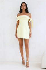 Seashell Dream Off Shoulder Mini Dress Yellow