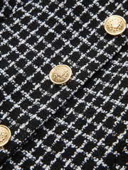 Plaid Metal Button A-Line Mini Dress