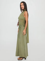 Indiara Halter Mesh Maxi Dress Green