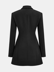 Buttoned Collared Tailored Blazer Dress