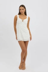 White Mini Dress Eyelet Fabric