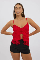 Red Singlet Top Lace