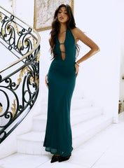 Heartseeker Halter Maxi Dress Forest Green
