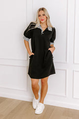 Yacht Club Livin' Mini Dress in Black