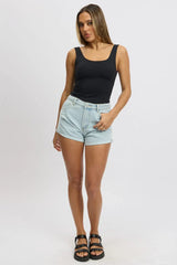 Black Supersoft Top U Neck Sleeveless