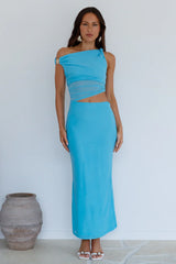 Summer Moon Off The Shoulder Maxi Dress Blue